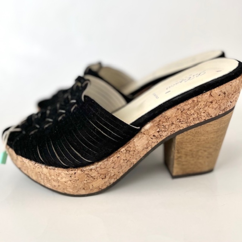 Les Copains Blue Made in Italy Suede Platform Sandals NWOT
